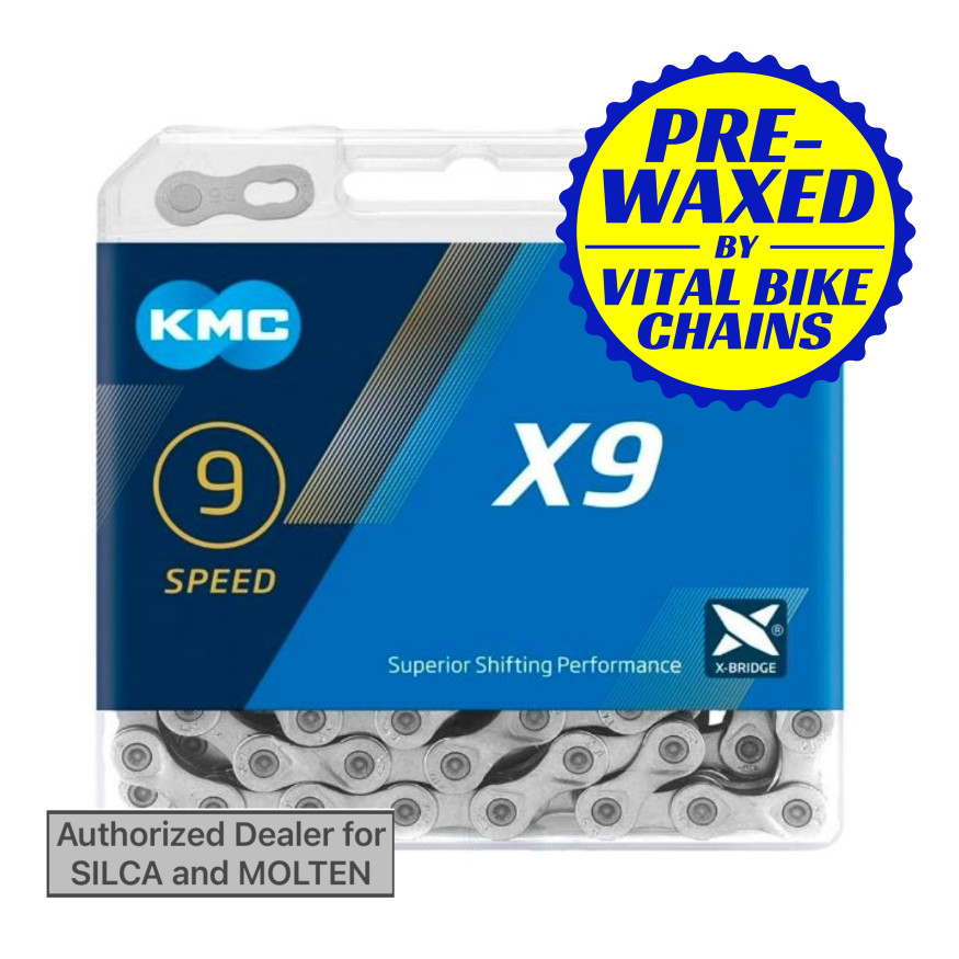 KMC X9 Chain 9 speed Silver- SILCA/MOLTEN/CERAMIC SPEED wax