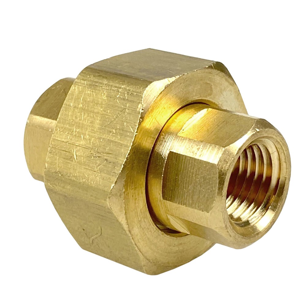 1/4" NPT Female Solid Brass Three Piece Pipe Union Fitting Adapter 104C