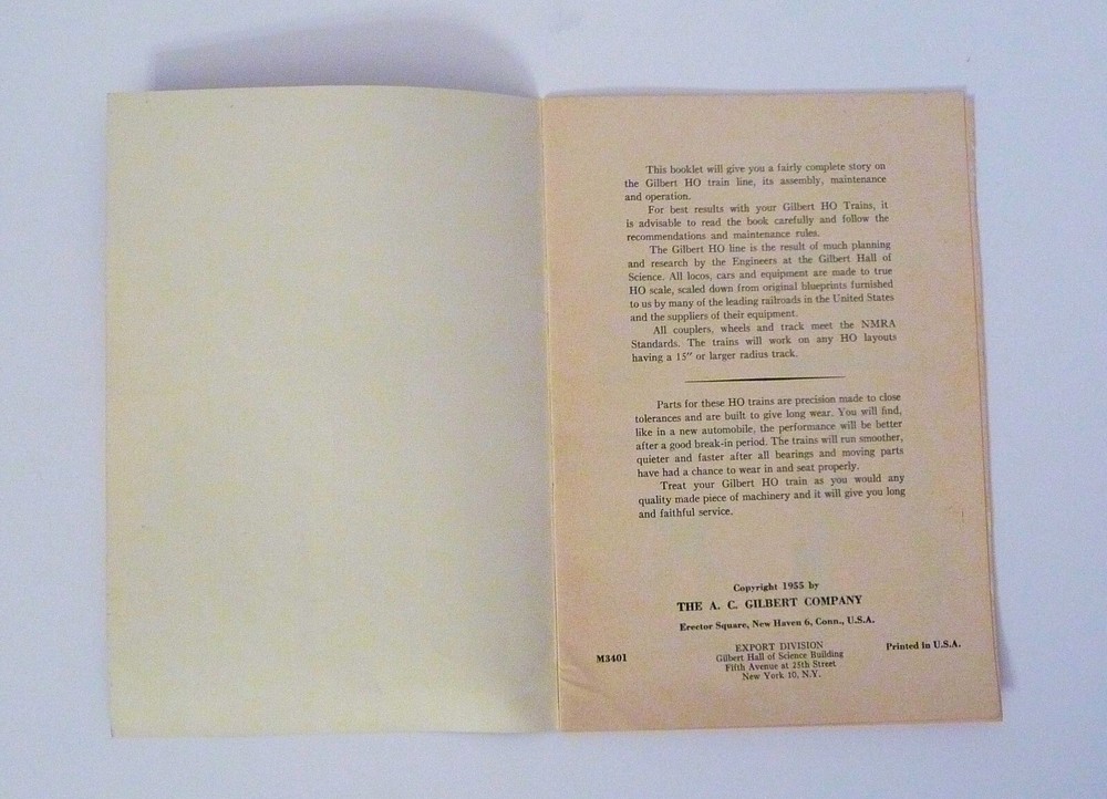 Gilbert Instructions for Assembling and Operating HO Trains 1955 Vintage