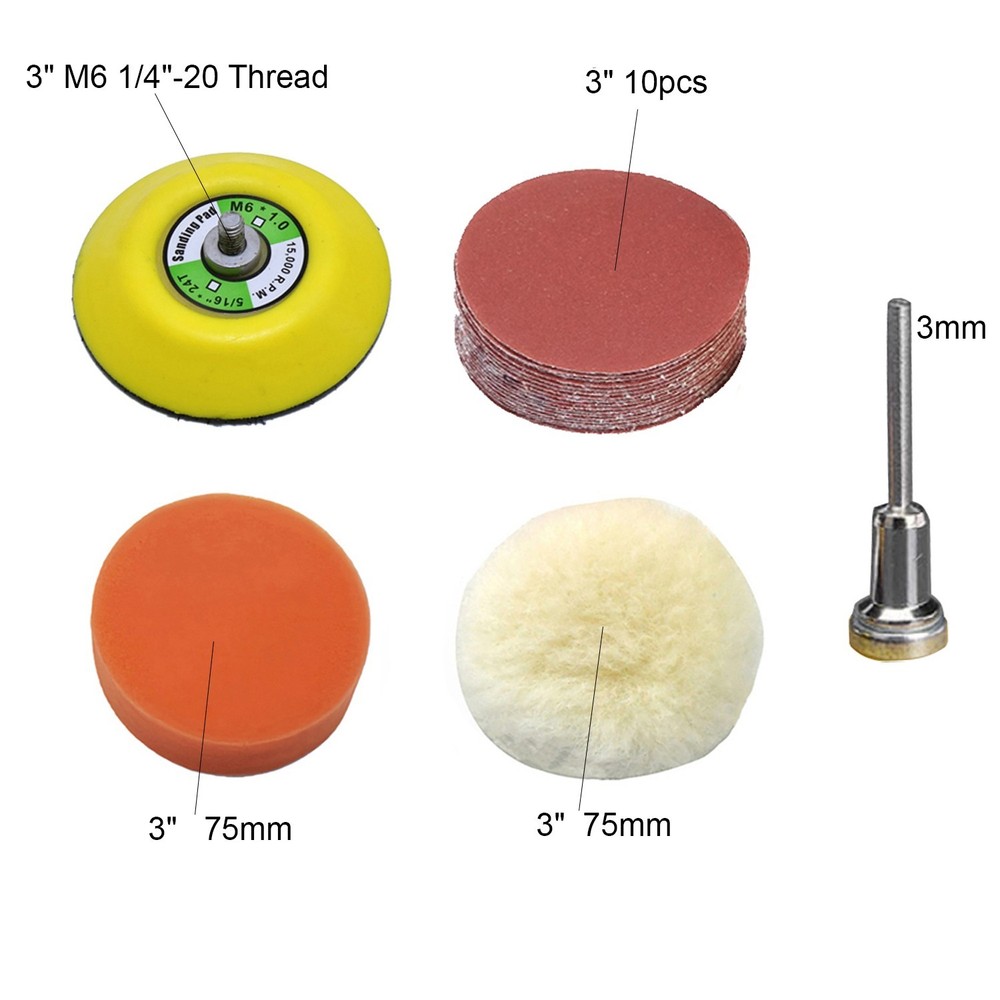3" Dual Action Hook Loop Backing Plate M6 1/4"-20 Thread Sanding Pad