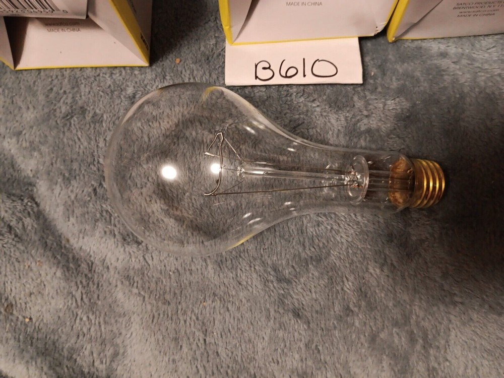 3 PACK Satco 300W General Service PS25 Clear Standard Base Bulbs 130V LB23