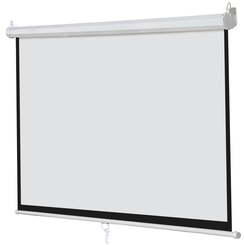 100"16:9 Projection White Screen Manual Pull Down Projector Home Movie Matte