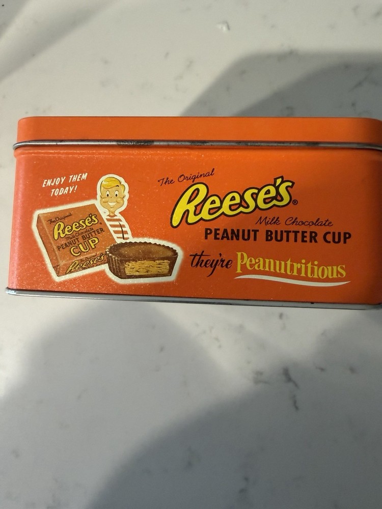 Reese's Orange Advertising Tin 1997 Candy & Nuts Theme