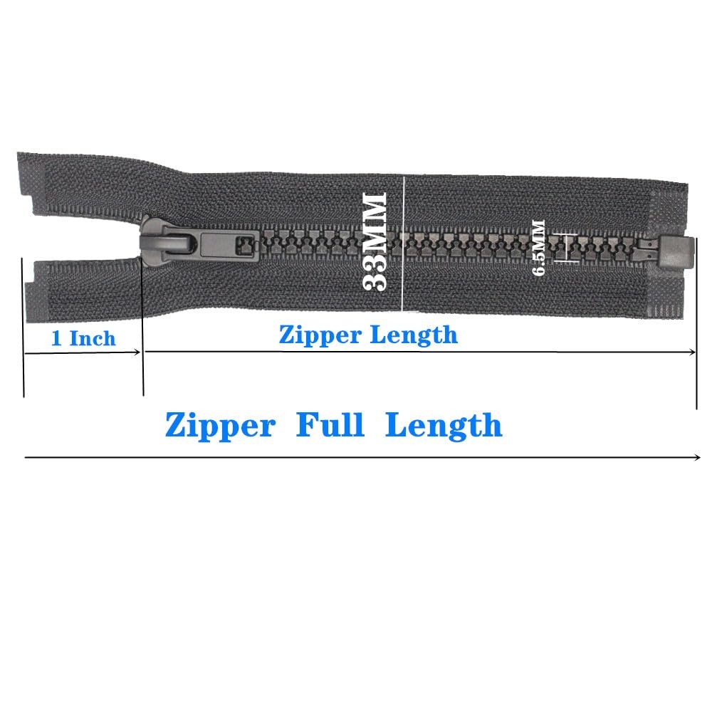 #5 36 Inch Separating Jacket Zippers 2 PCS Black Resin Molded Plastic Bulk