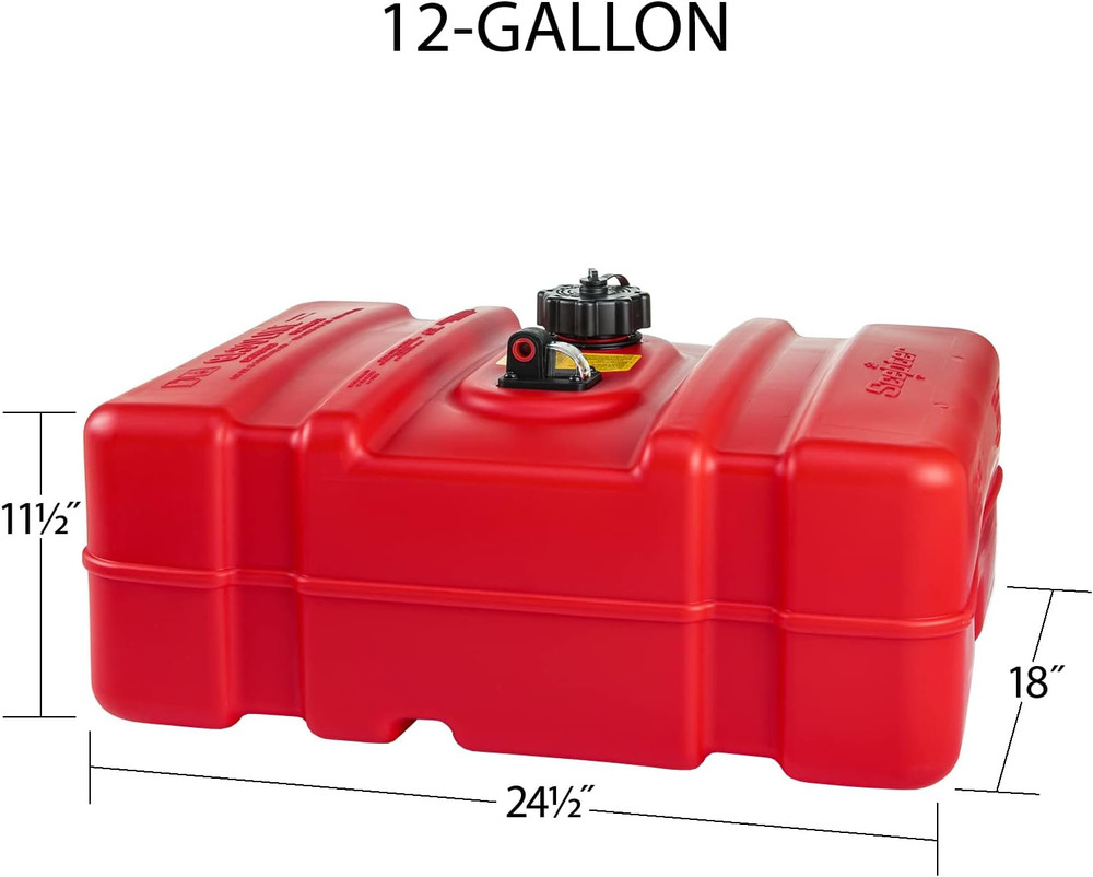 Rectangular 12 Gallon Low Profile Marine Fuel Tank for Outboard Engine Boats