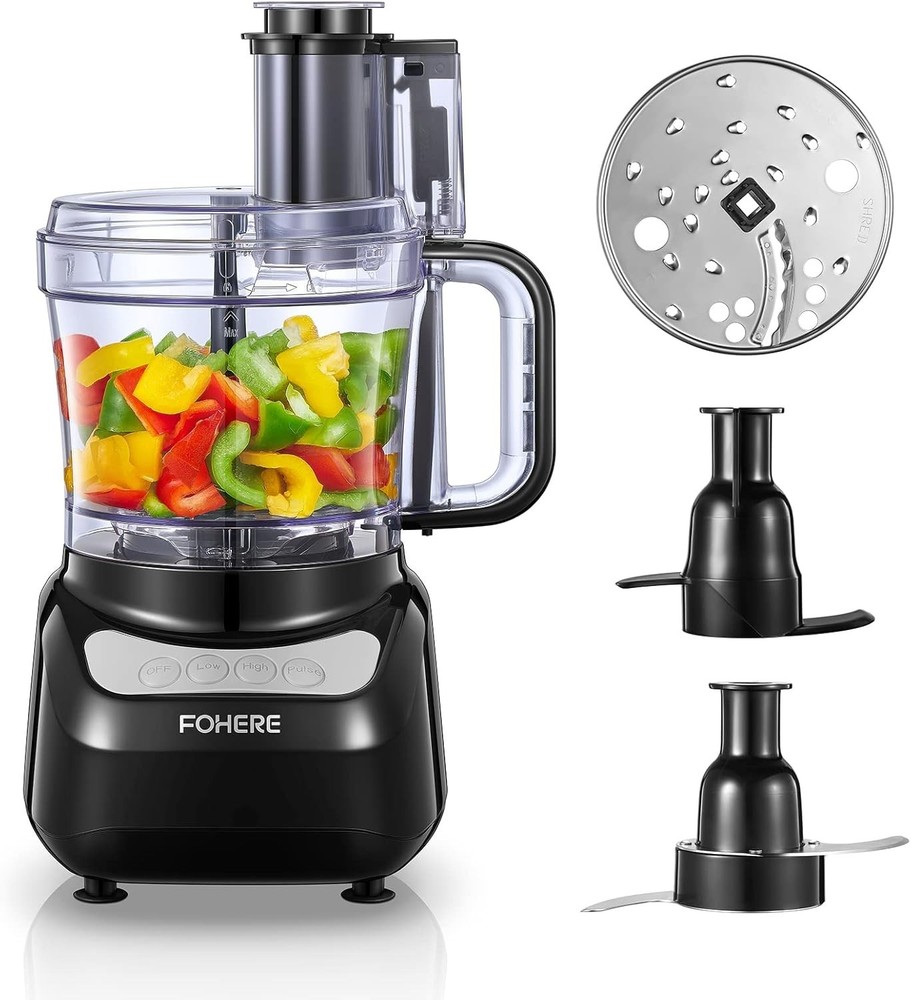 Efficient 12-Cup Electric Food Processor with 2 Speeds & Dishwasher Safe Design