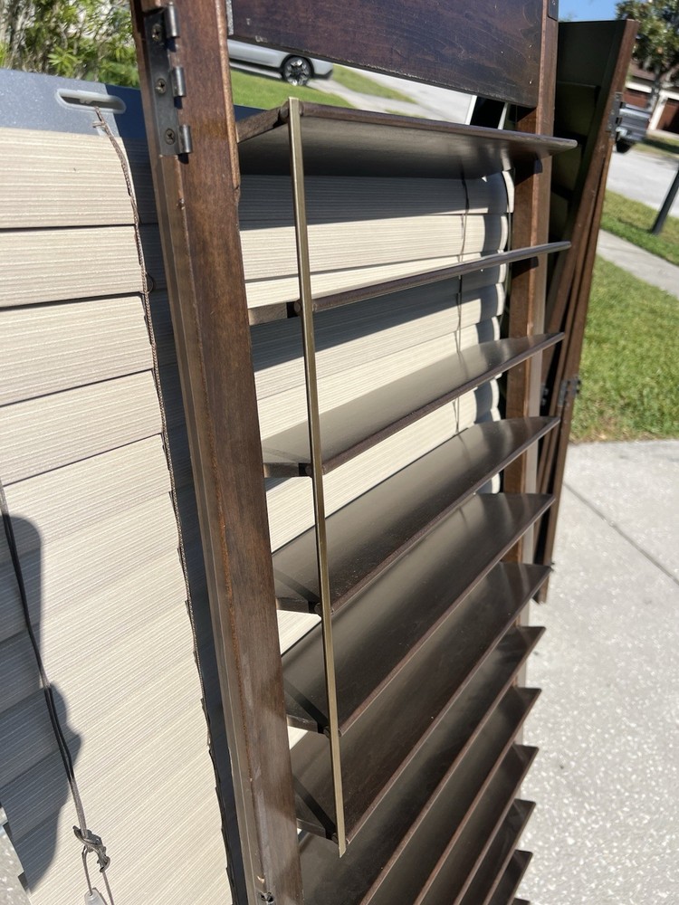 Solid Wood Four Panels Bi-Fold Louver Window Shutter 57” x 23”