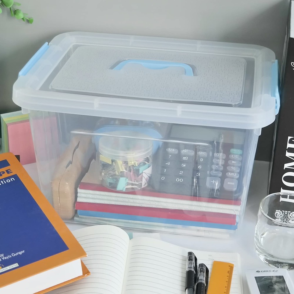 2-Pack 12-Quart & 6-Quart Lidded Storage Bin Plastic Latching Container