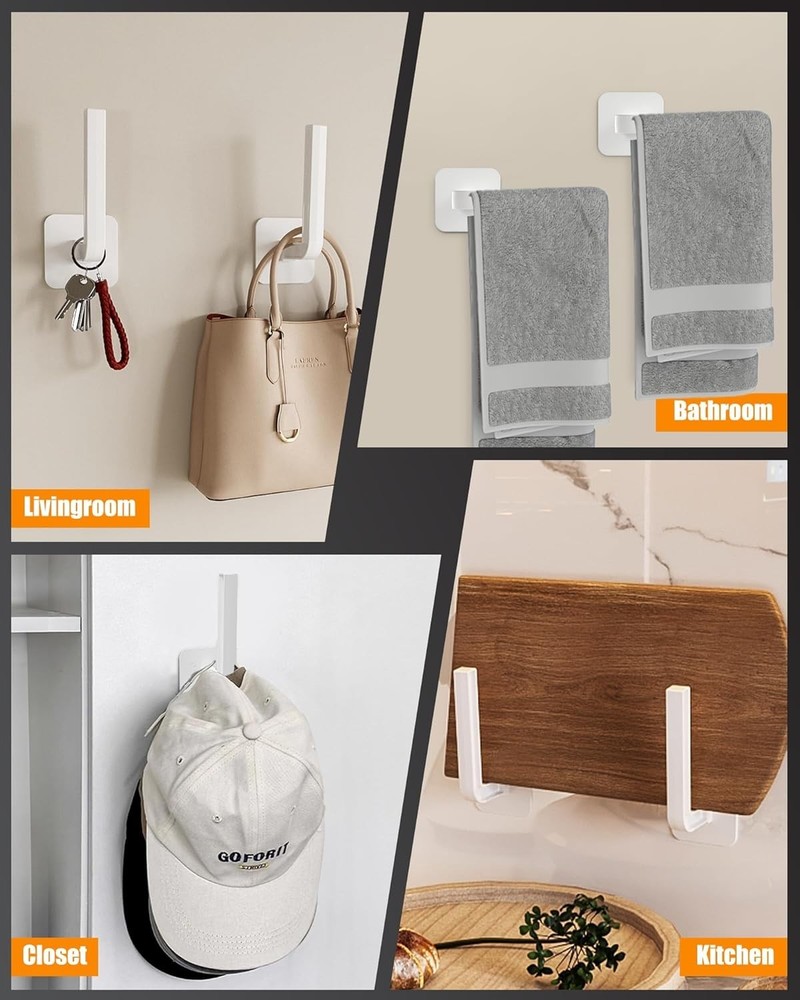 4-Pack Acrylic Hat Storage Hooks - Wall-Mount & Durable Design