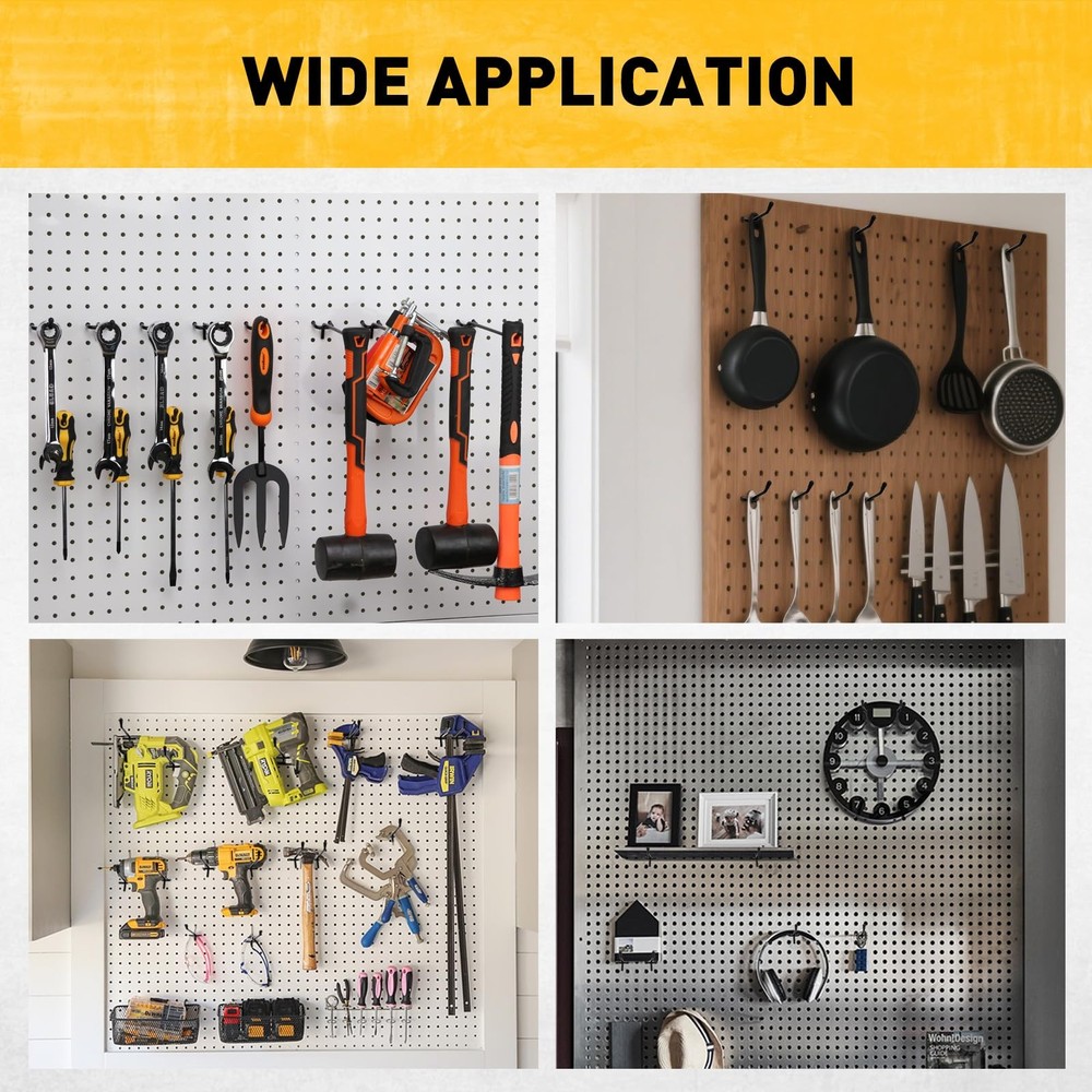 60-Piece 2 Inch Extra Thick Pegboard Hooks, Heavy Duty Peg Board Organizer Ac...