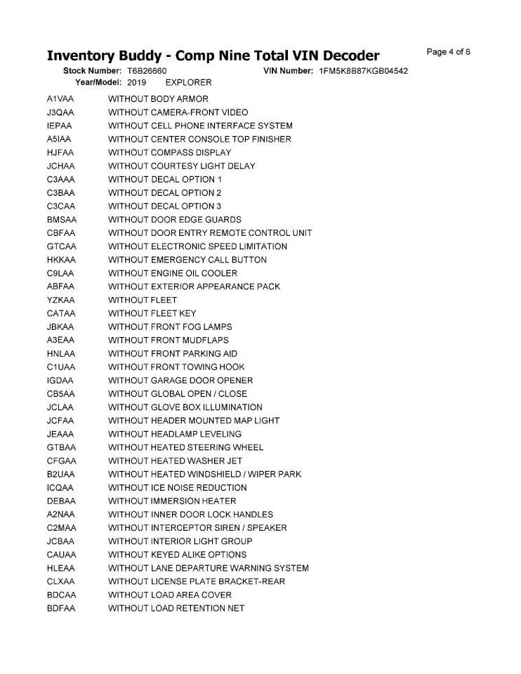 EXPLORER 2019 Transmission Shift 1013547