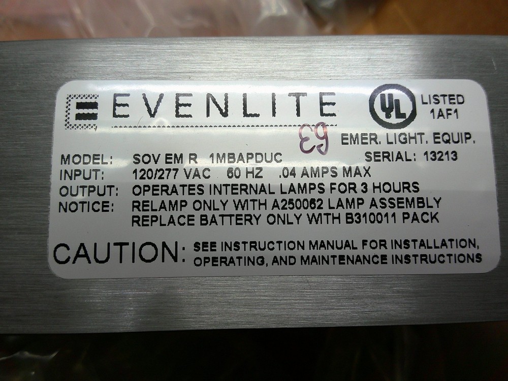 "NEW" EVENLITE SOVEMR1MBAPDUC EDGE LIT EMERGENCY EXIT SIGN