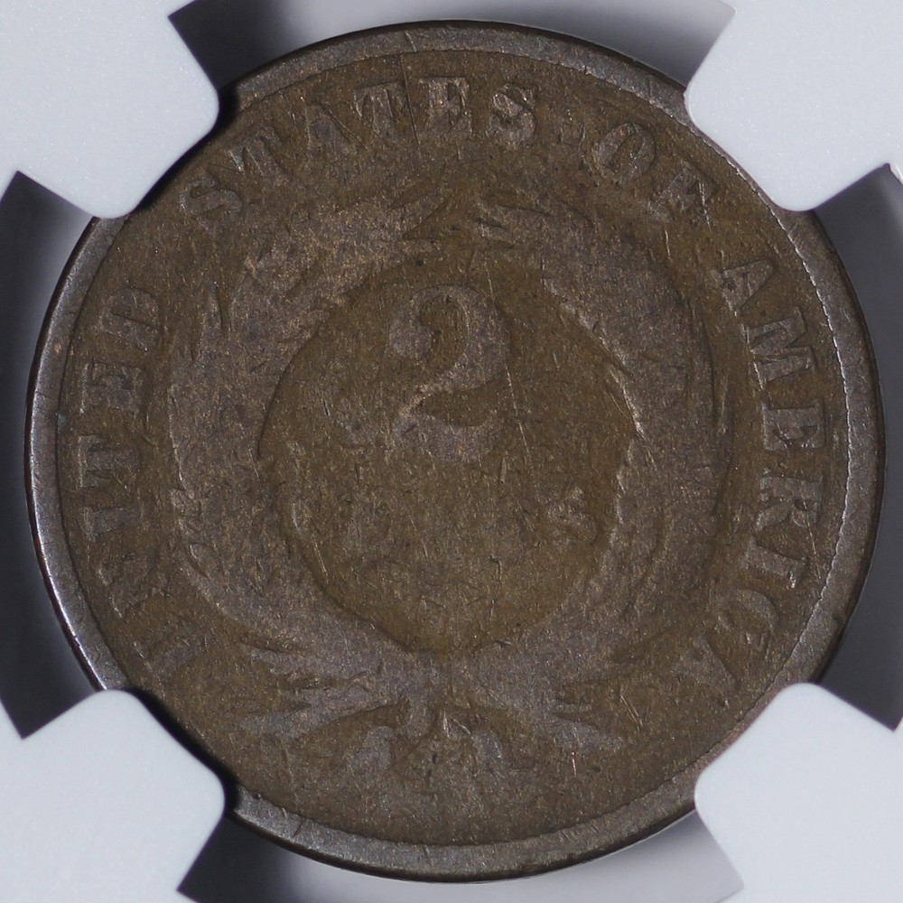 1869 Two 2 Cent Piece NGC G4 JING