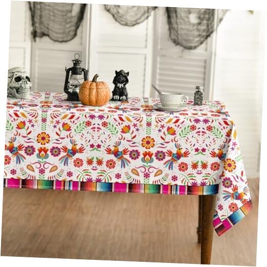 Mexico Tablecloth 60x140 Inch Rectangular, 60" x 140" (Rectangular) White