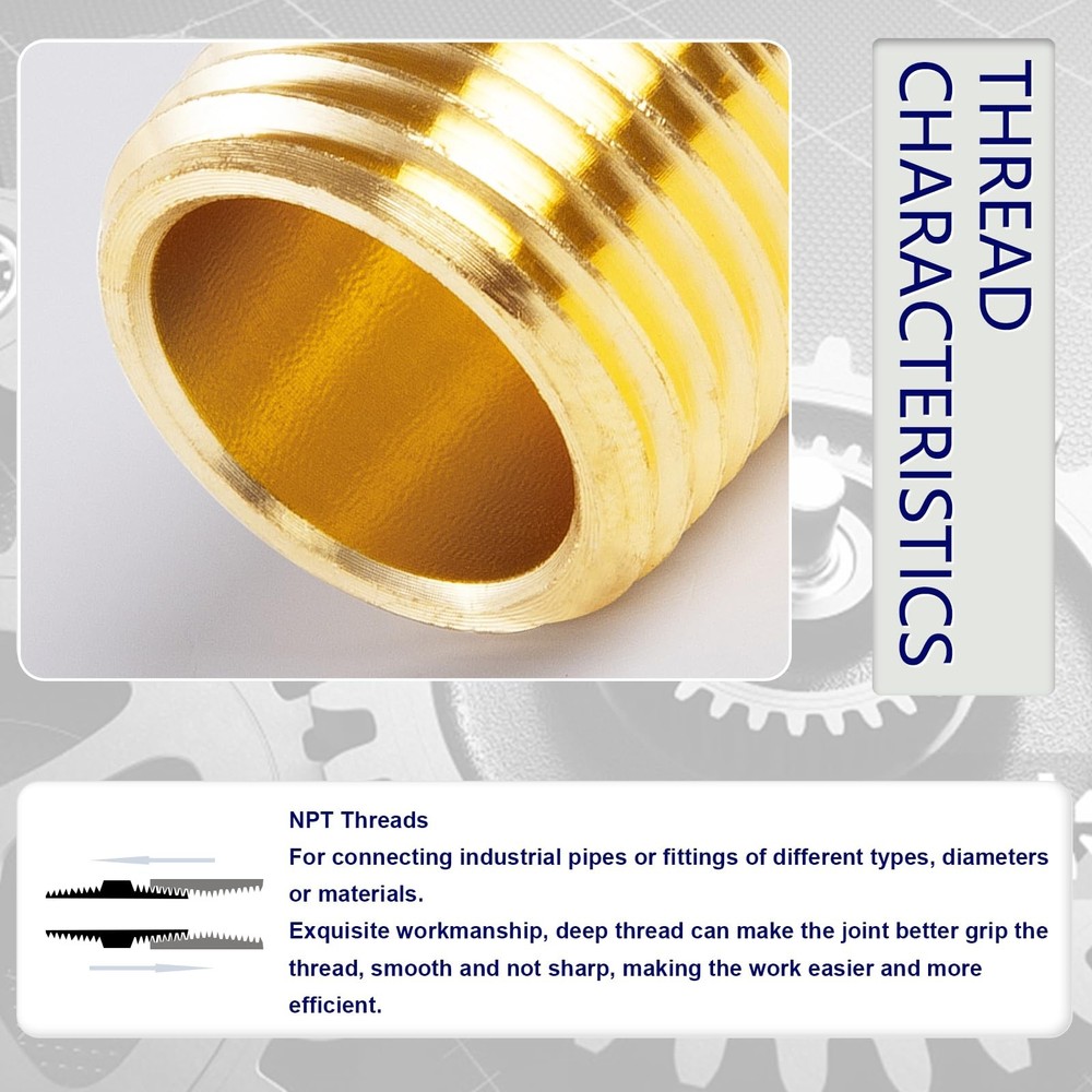 ChillWaves Brass Pipe Fitting, Outer Hex Head Socket Plug 1/4" NPT, Gold