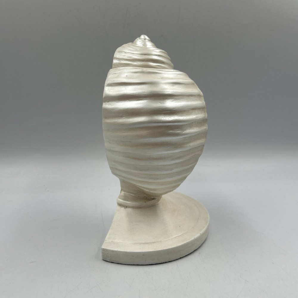 Iridescent White 6.75” Conch Shell Bookend Ceramic Single