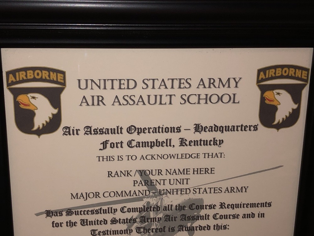 AIR ASSAULT COURSE DIPLOMA (COMMEMORATIVE CERTIFICATE)