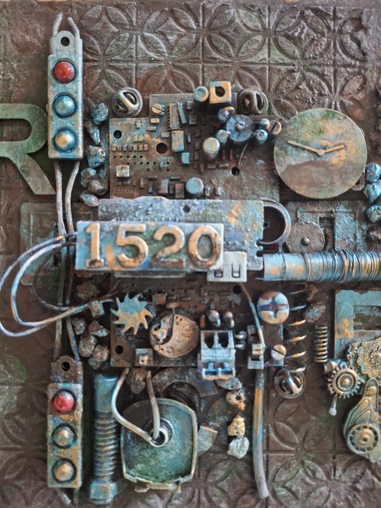 Steampunk computer components Style 3d Canvas Art 8"