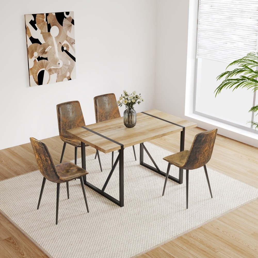 55" Dining Table modern rustic Industrial Rectangular MDF Wood Colour For 4-6