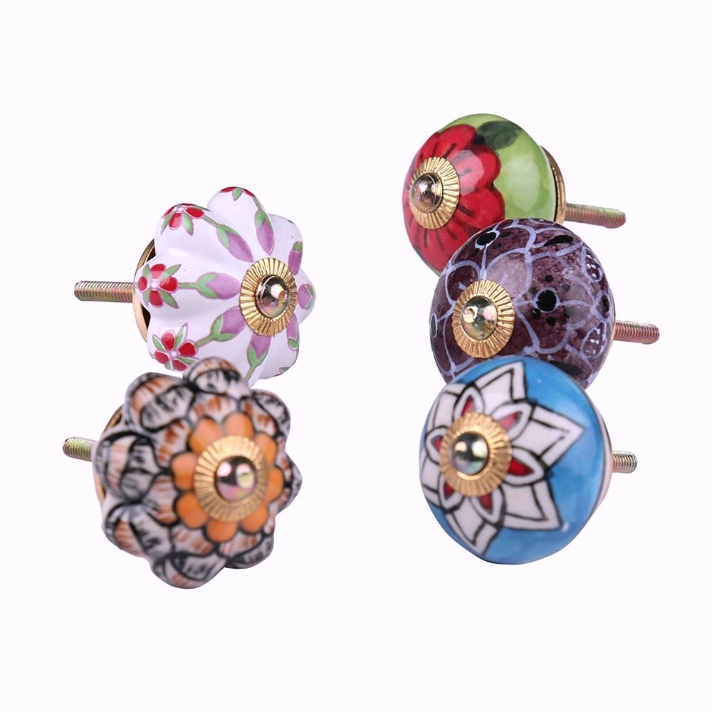 Lot 10 PC Indian Handmade Ceramic Door Handle Drawer Door Pulls Knobs
