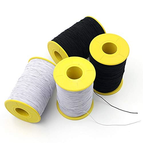 (2 Rolls) White AND Black Elastic Thread 547 Yard Package 0.5mm Thickness
