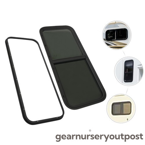 RV Exit Window 42" W x 22" H Optional Trim RV Window Replacement Camper Black US