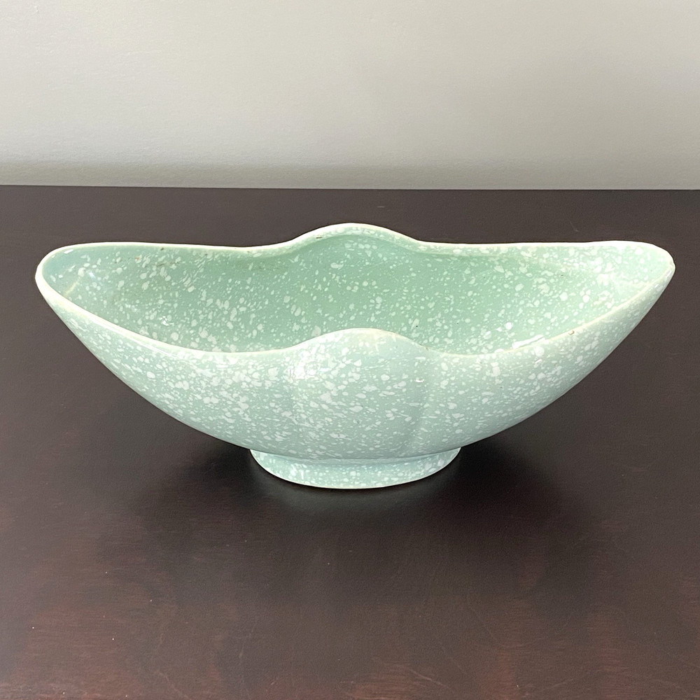 Mid Century Pottery Planter Splatterware Speckle Pattern Vintage 11" Long