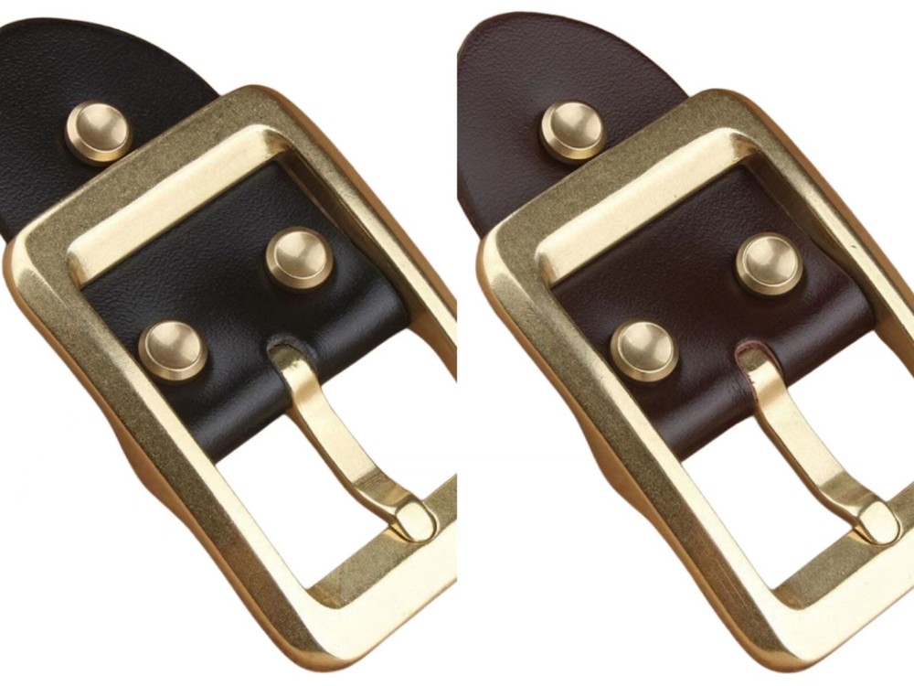 rectangle solid brass belt buckle loop connection set replacement 40mm