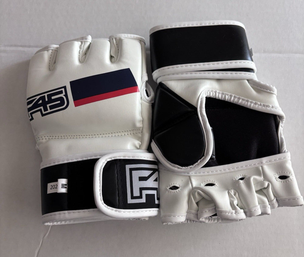 F45 MMA Grappling Gloves Size M Sparring Training Open Palm Hook & Loop