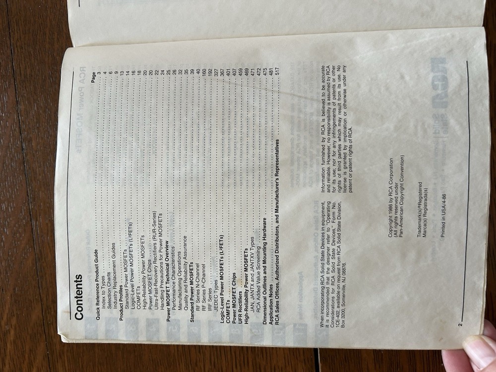 RCA Solid State Databook/Catalog - Power MOSFETs