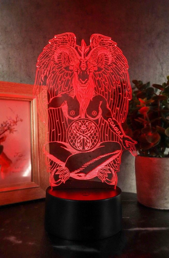 Ebros Sabbatical Goat Baphomet Acrylic Panel Colorful LED Night Light