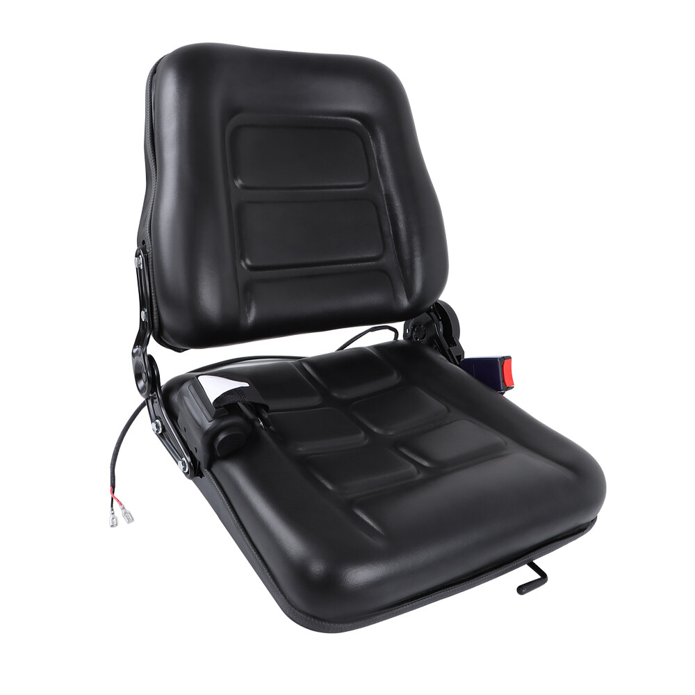 Universal Forklift Seat Fold Down Tractor Seat Adjustable Back & Seatbelt