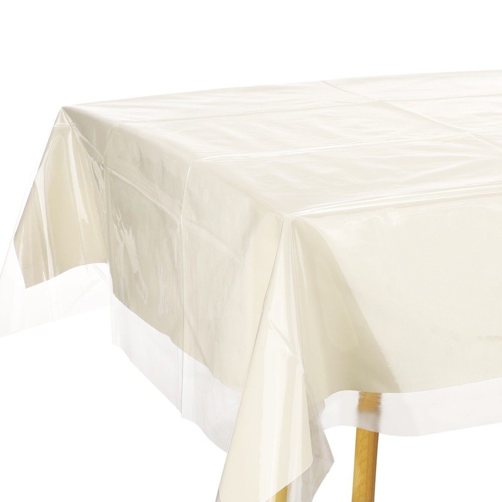 54x84 Inch Clear Plastic Tablecloth, Rectangle Vinyl Table Cover Protector