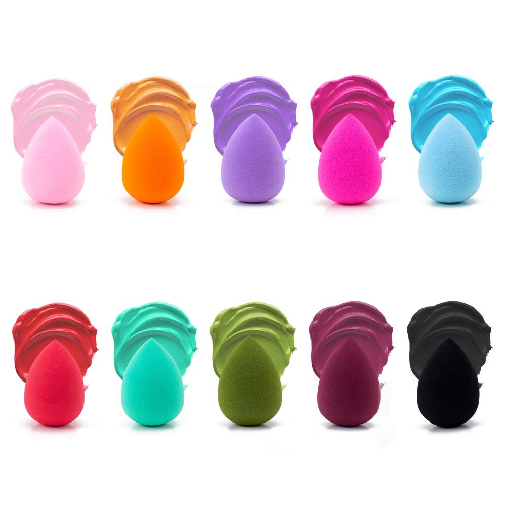 10 Pcs Perfect Makeup Sponge Set Blender Flawless for Liquid, Multi-Colored Beau