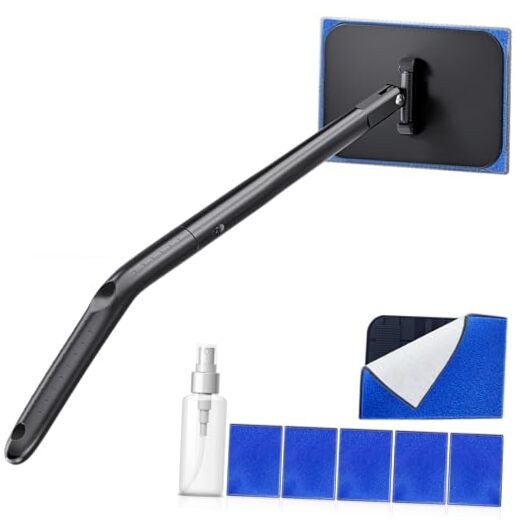 Car Windshield Cleaning Tool, Windshield Cleaner with 5 Washable and Deep Blue