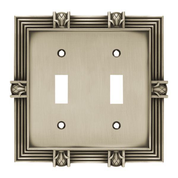 Pineapple Double Switch Plate - Brushed Satin Pewter (64460)