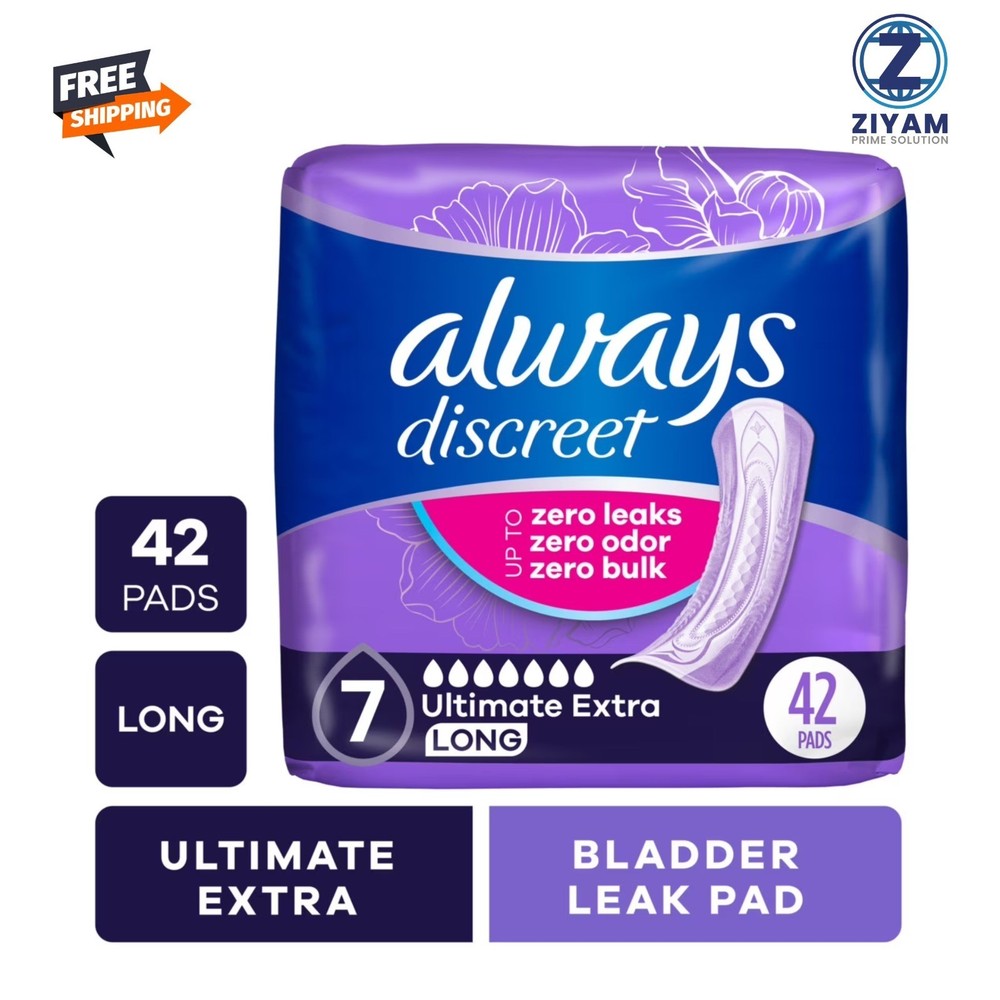 Always Discreet Ultimate Extra Absorbency Pads for Women 42 Count