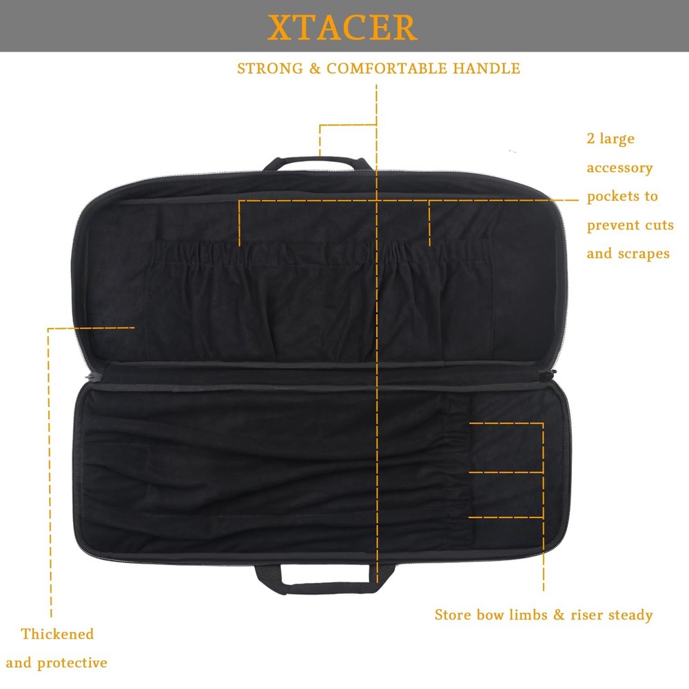Tactical Bow Case MOLLE Recurve Takedown Bow Case Fully Padded Case (Black)
