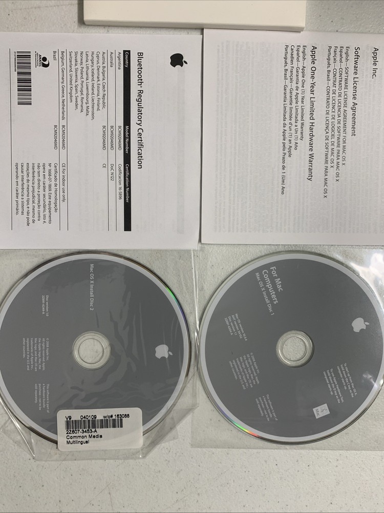 Apple iMac OS x 10.5.4 Everything Else Install Disc Install Discs & Manual 2008