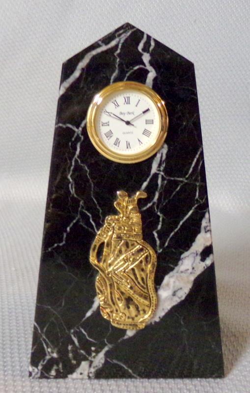 Bey-Berk Marble Obelisk Golf Motif Clock