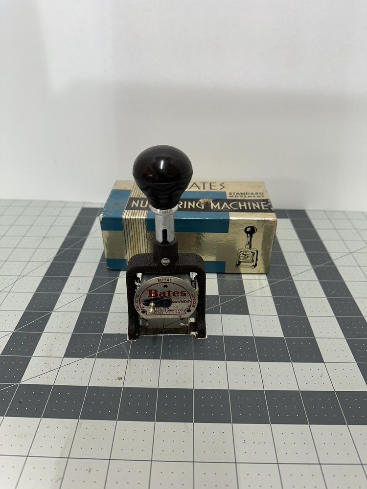 Vintage Bates Numbering Machine Standard Movement 6 Wheels Style E