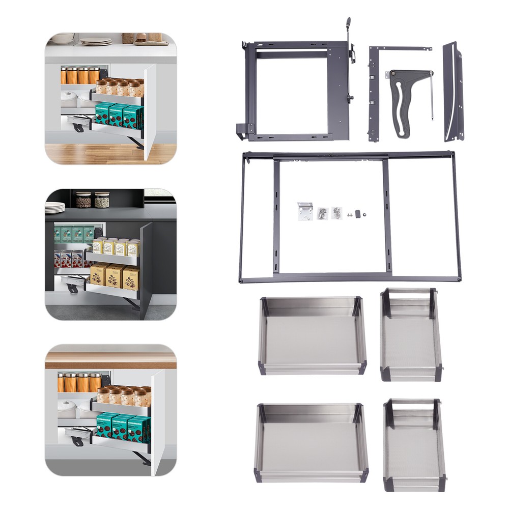 Blind Corner 39" Cabinet Pull Out Organizer, with Soft Close 2 Rolling Shelves.