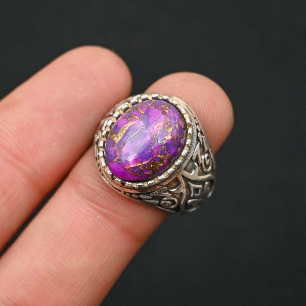 Turquoise Men's Ring 925 Sterling Silver Handmade-Statement Ring All Size-BJ89
