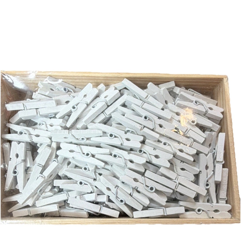 144 pc White Wooden Clothes Pins Solid Plain Mini Clothespins for Photos