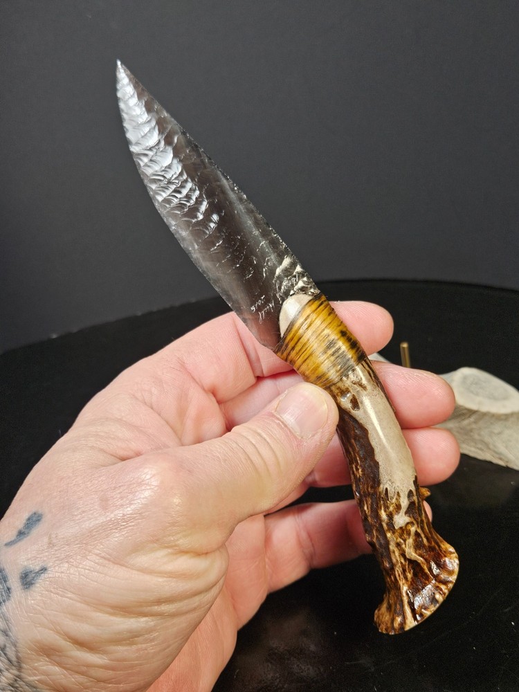 Translucent Rainbow Obsidian Knife Flintknapping Art Arrowheads Native Dance