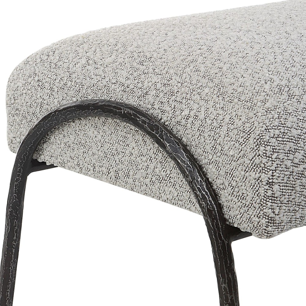 Uttermost 23685 Jacobsen 56"W Iron Framed Fabric Bench - Grey