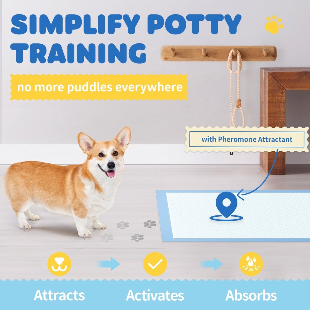 Powools Puppy Pads, Extra Large, 6-Layer Leak-Proof and Super Absorbent