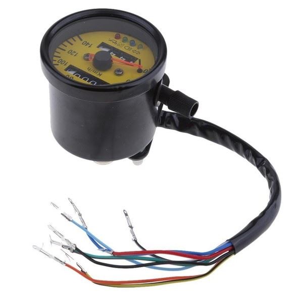 Motorcycle Speedometers Meter DC 12V Yellow Dial 60Mm
