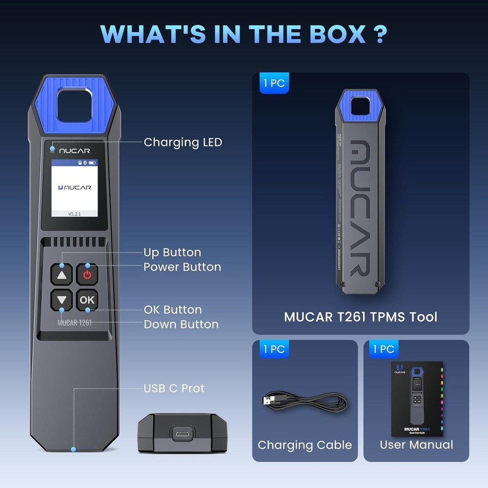MUCAR T261 TPMS Relearn Sensor Activate Programming Tool For 892BT 689BT Scanner
