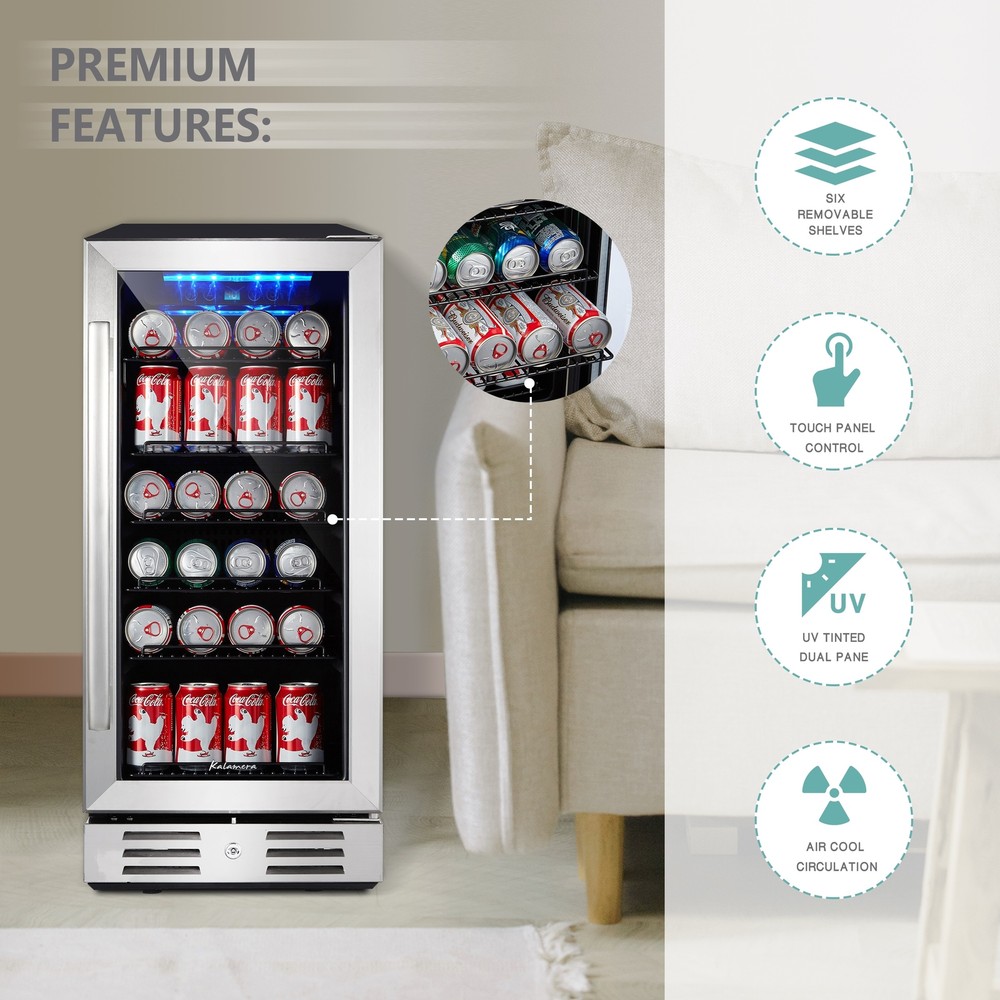 Freestanding Beverage Refrigerator Compressor Beverage Cooler Stainless 96 Can